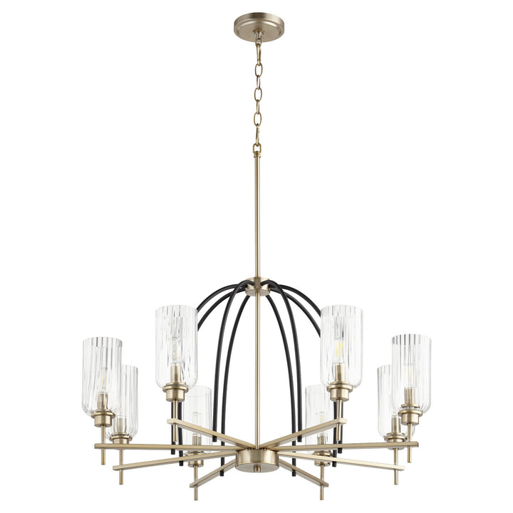 Quorum Espy 607-8-6980 Chandelier Light - Textured Black W/ Aged Brass