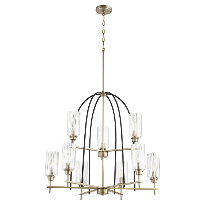 Quorum Espy 607-9-6980 Chandelier Light - Textured Black W/ Aged Brass