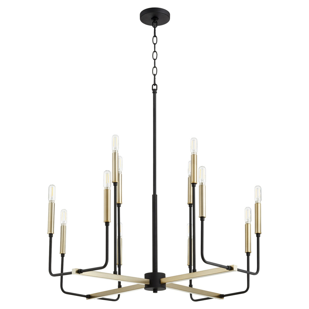 Quorum Lacy 631-126980 Chandelier Light - Textured Black W/ Aged Brass