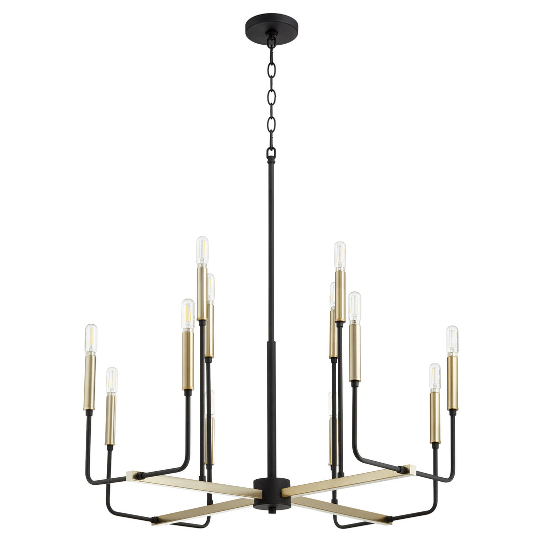 Quorum Lacy 631-126980 Chandelier Light - Textured Black W/ Aged Brass