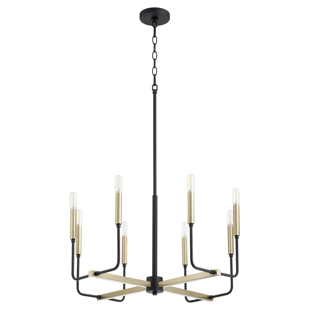 Quorum Lacy 631-8-6980 Chandelier Light - Textured Black W/ Aged Brass