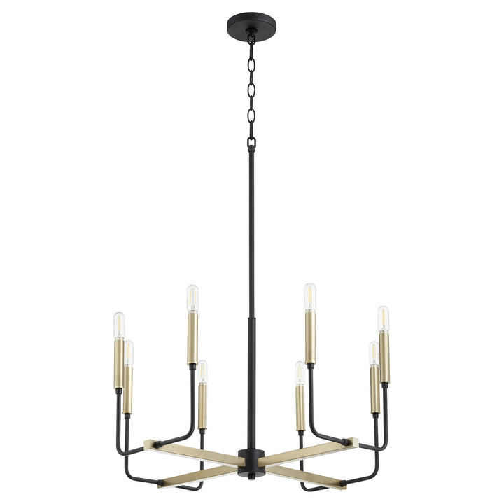Quorum Lacy 631-8-6980 Chandelier Light - Textured Black W/ Aged Brass