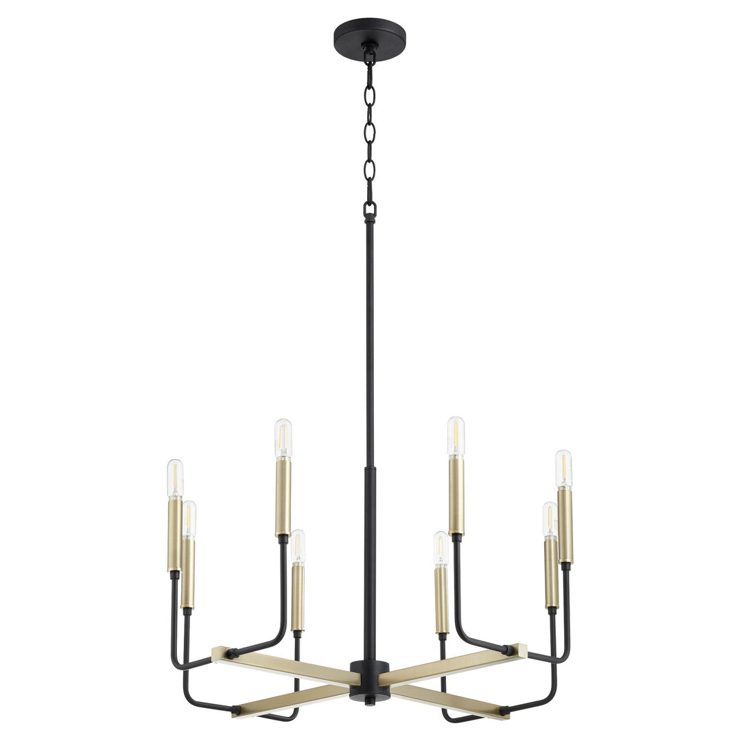 Quorum Lacy 631-8-6980 Chandelier Light - Textured Black W/ Aged Brass