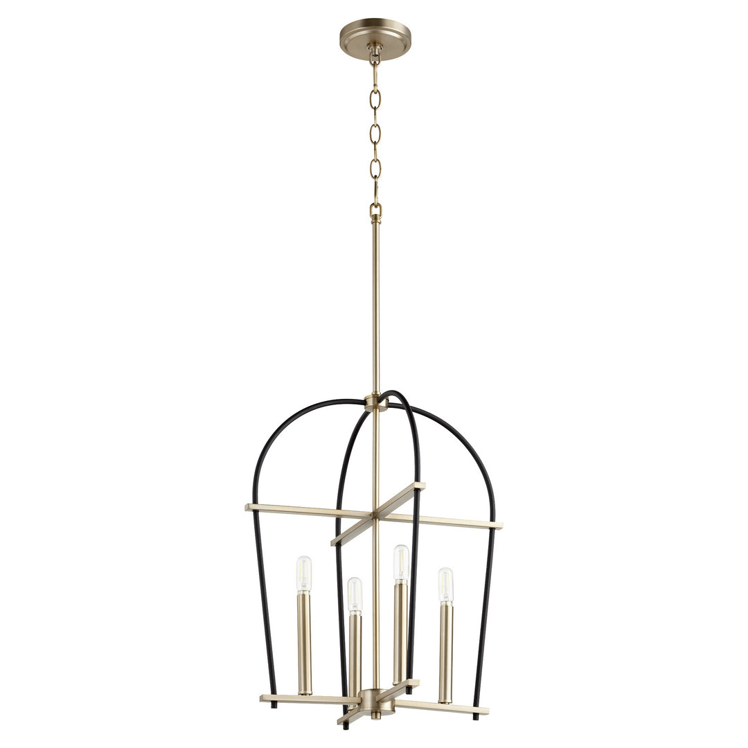 Quorum Espy 687-4-6980 Pendant Light - Textured Black W/ Aged Brass