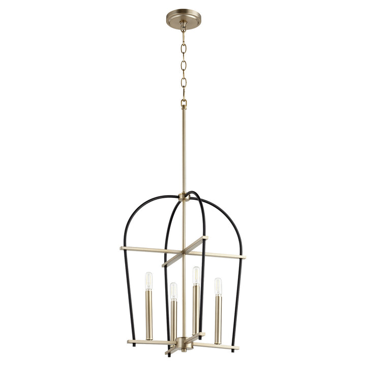 Quorum Espy 687-4-6980 Pendant Light - Textured Black W/ Aged Brass