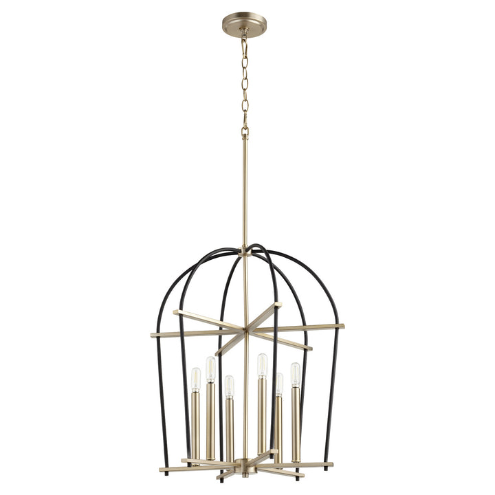 Quorum Espy 687-6-6980 Pendant Light - Textured Black W/ Aged Brass