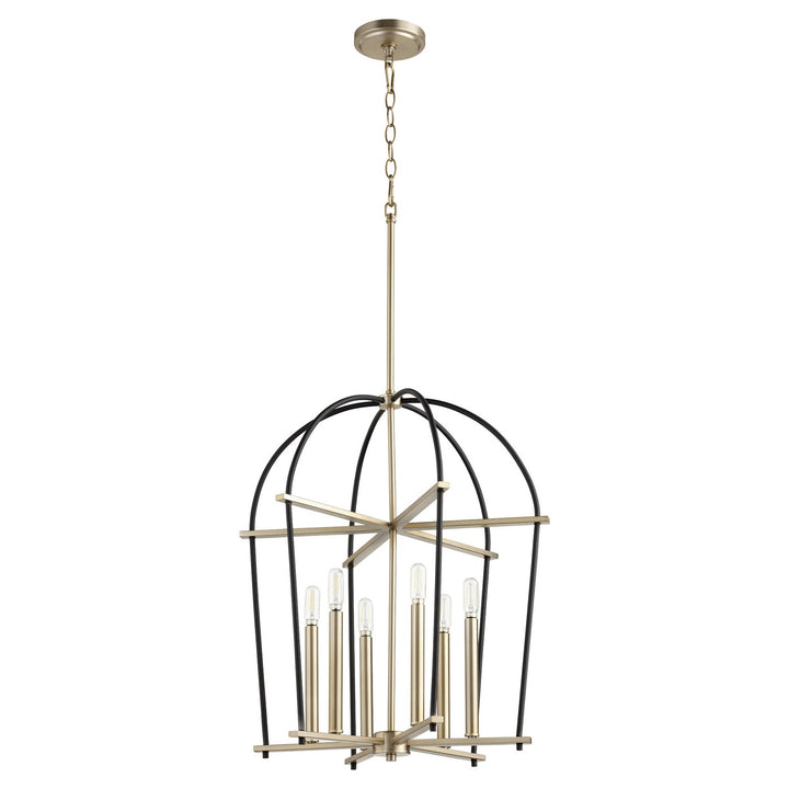 Quorum Espy 687-6-6980 Pendant Light - Textured Black W/ Aged Brass