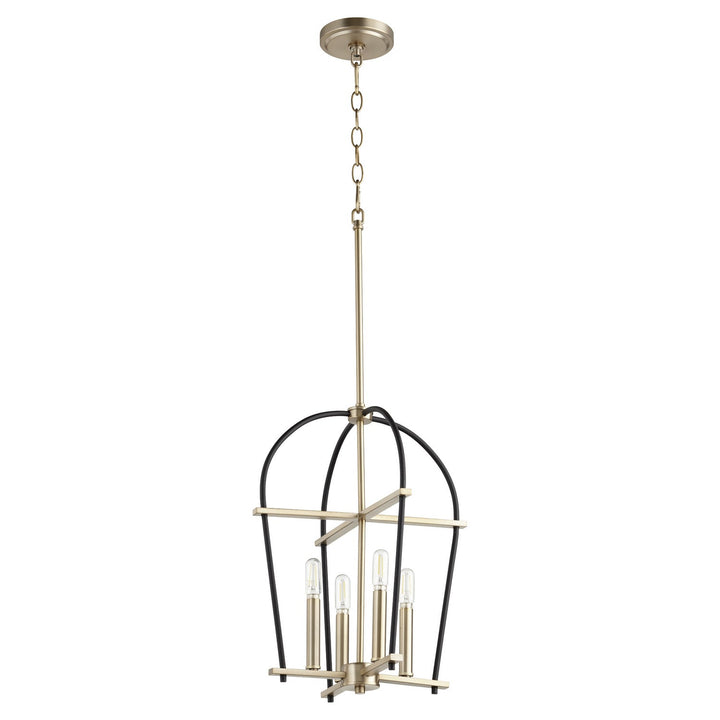 Quorum Espy 687-6980 Pendant Light - Textured Black W/ Aged Brass