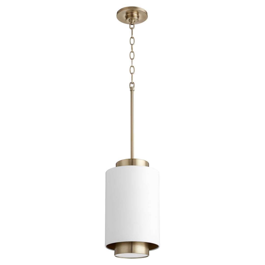 Quorum Cylinder Pendants 8008-0880 Pendant Light - Studio White W/ Aged Brass