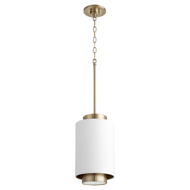 Quorum Cylinder Pendants 8008-0880 Pendant Light - Studio White W/ Aged Brass
