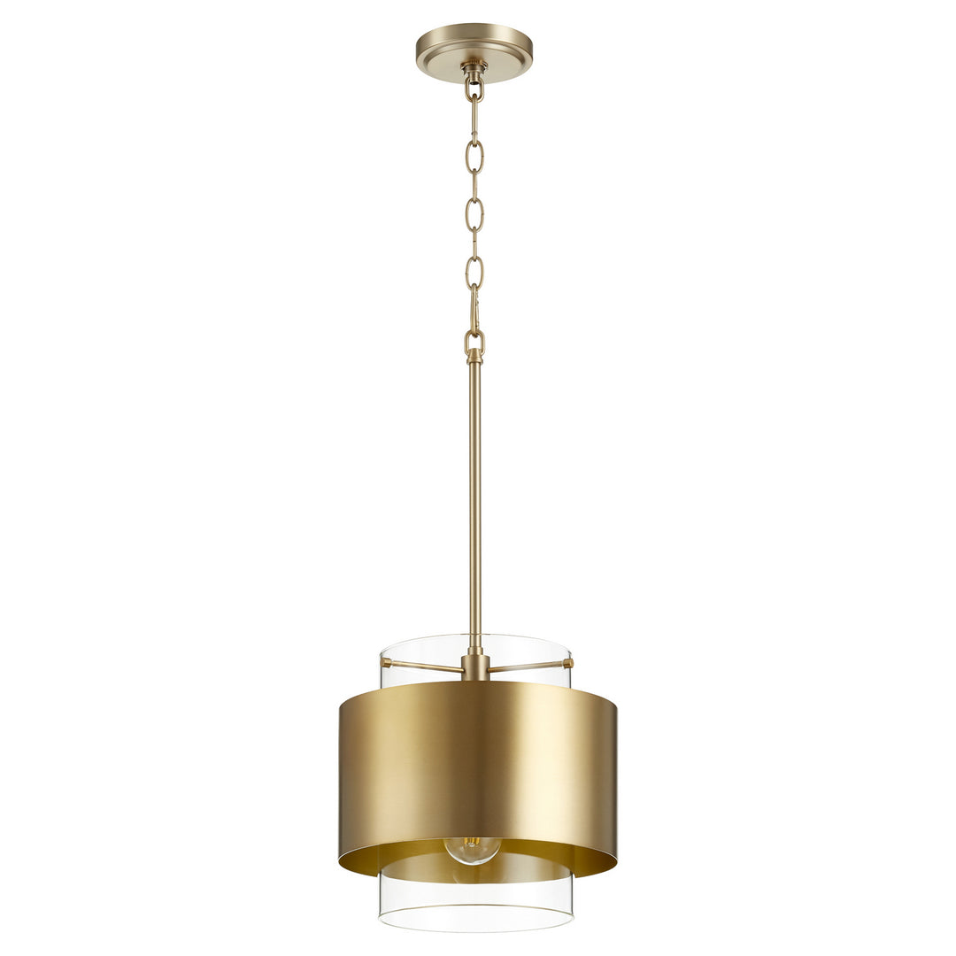 Quorum Glass Cylinder Drum Pendants 8012-80 Pendant Light - Aged Brass