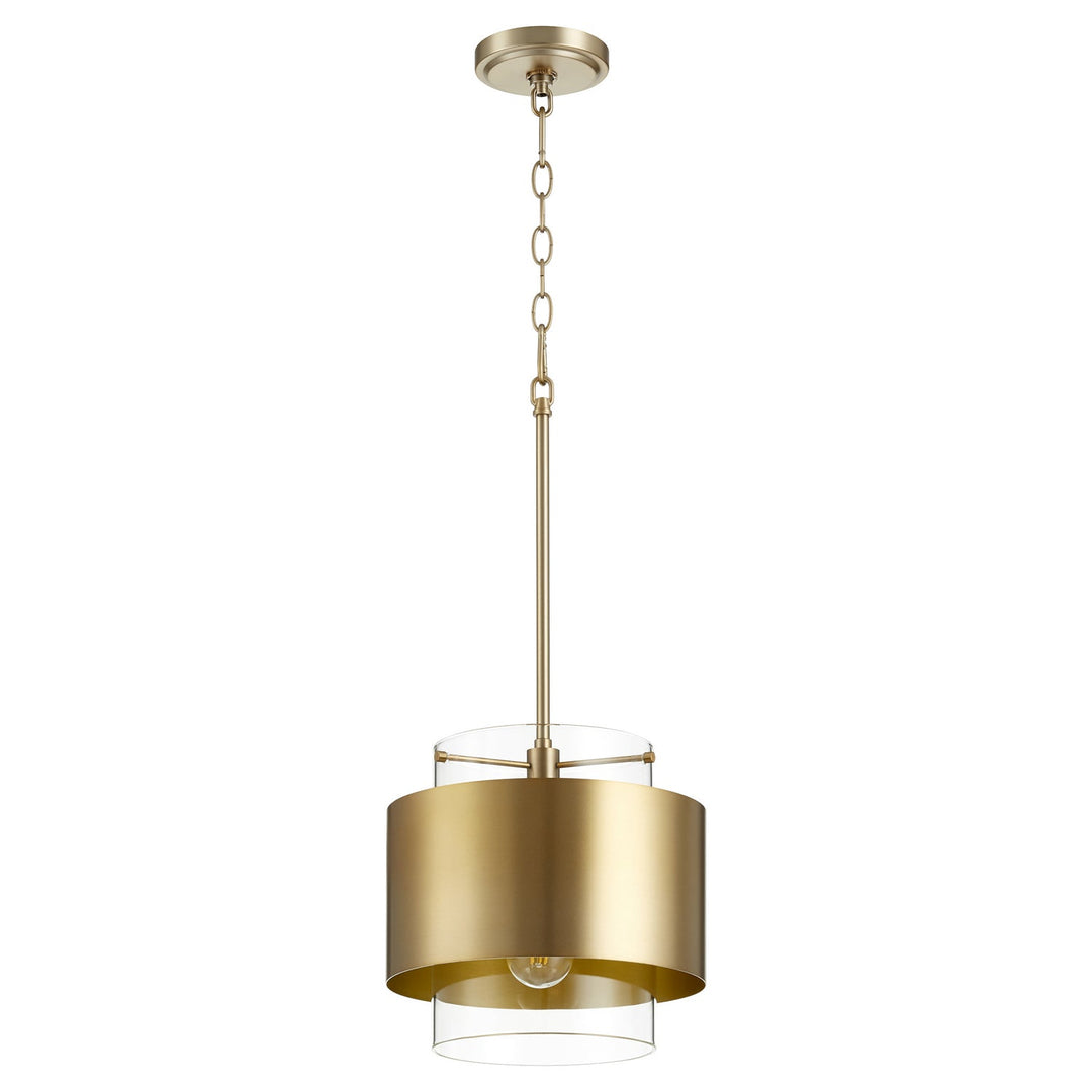 Quorum Glass Cylinder Drum Pendants 8012-80 Pendant Light - Aged Brass