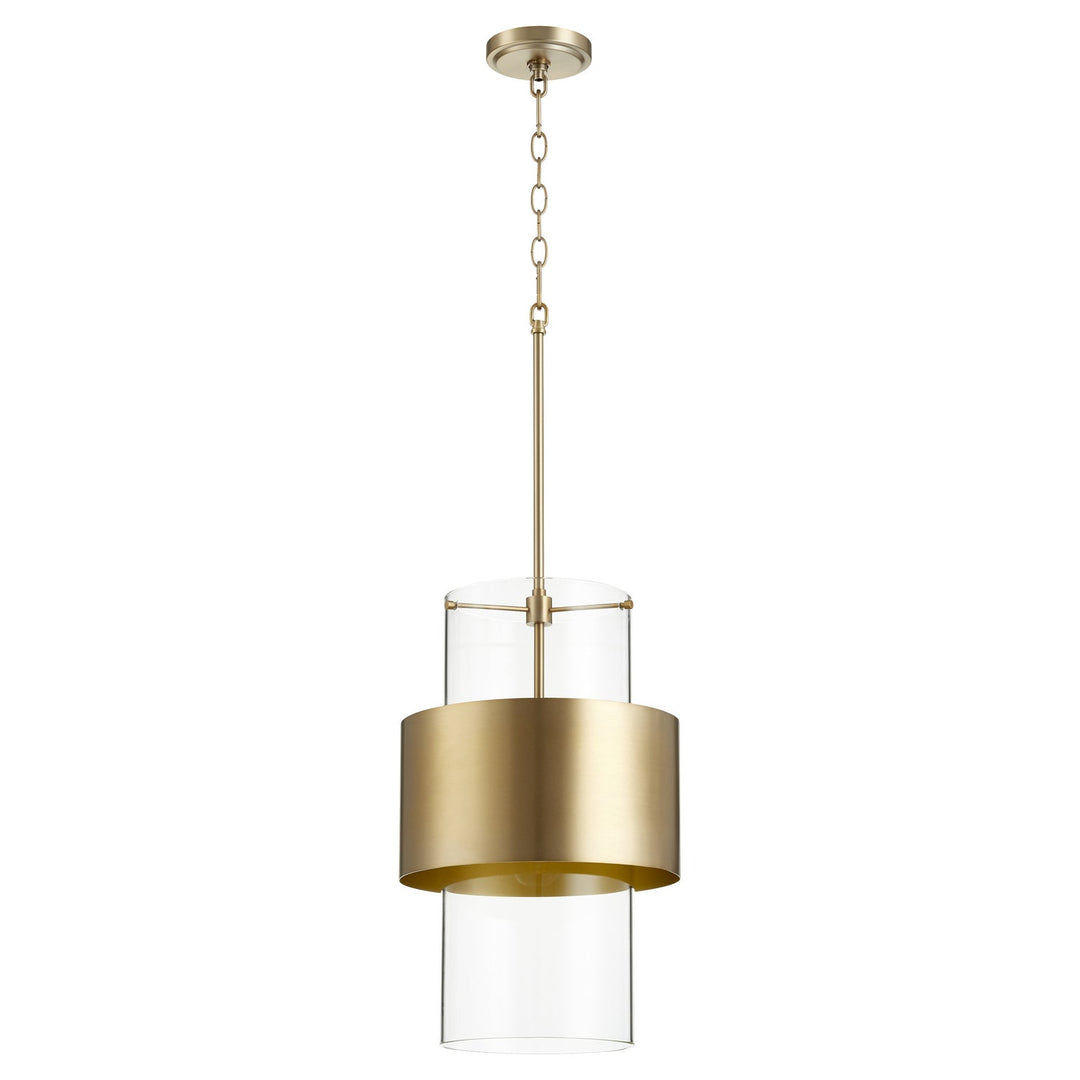 Quorum Glass Cylinder Drum Pendants 8013-80 Pendant Light - Aged Brass