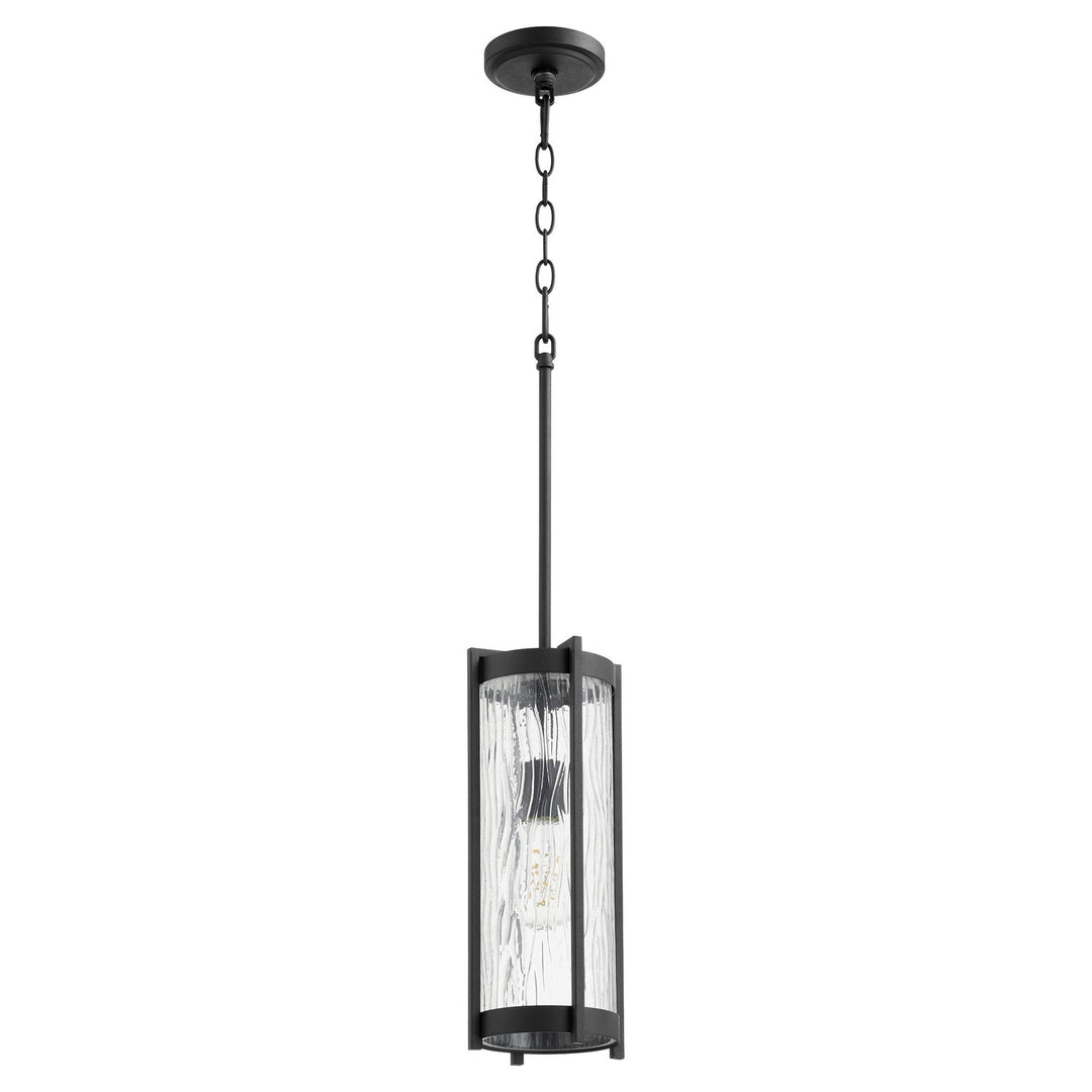 Quorum Chisseled Pendants 809-69 Pendant Light - Textured Black W/ Clear Chisseled Glass