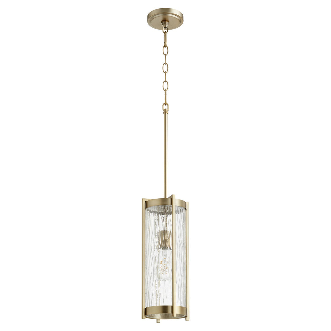 Quorum Chisseled Pendants 809-80 Pendant Light - Aged Brass W/ Clear Chisseled Glass
