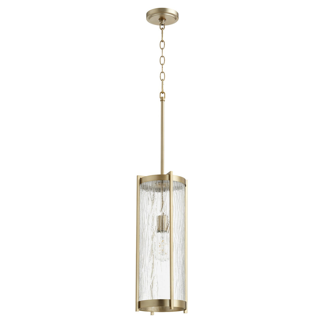 Quorum Chisseled Pendants 810-80 Pendant Light - Aged Brass W/ Clear Chisseled Glass