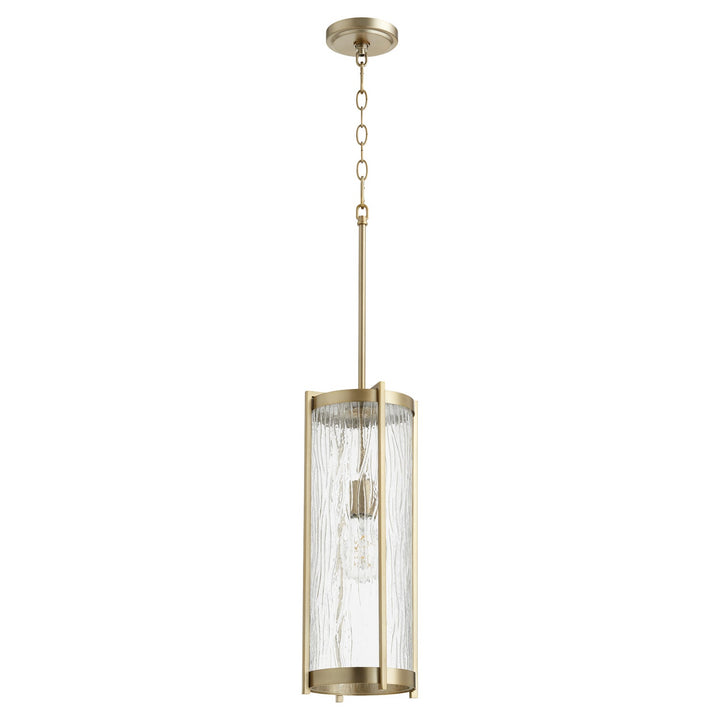 Quorum Chisseled Pendants 810-80 Pendant Light - Aged Brass W/ Clear Chisseled Glass