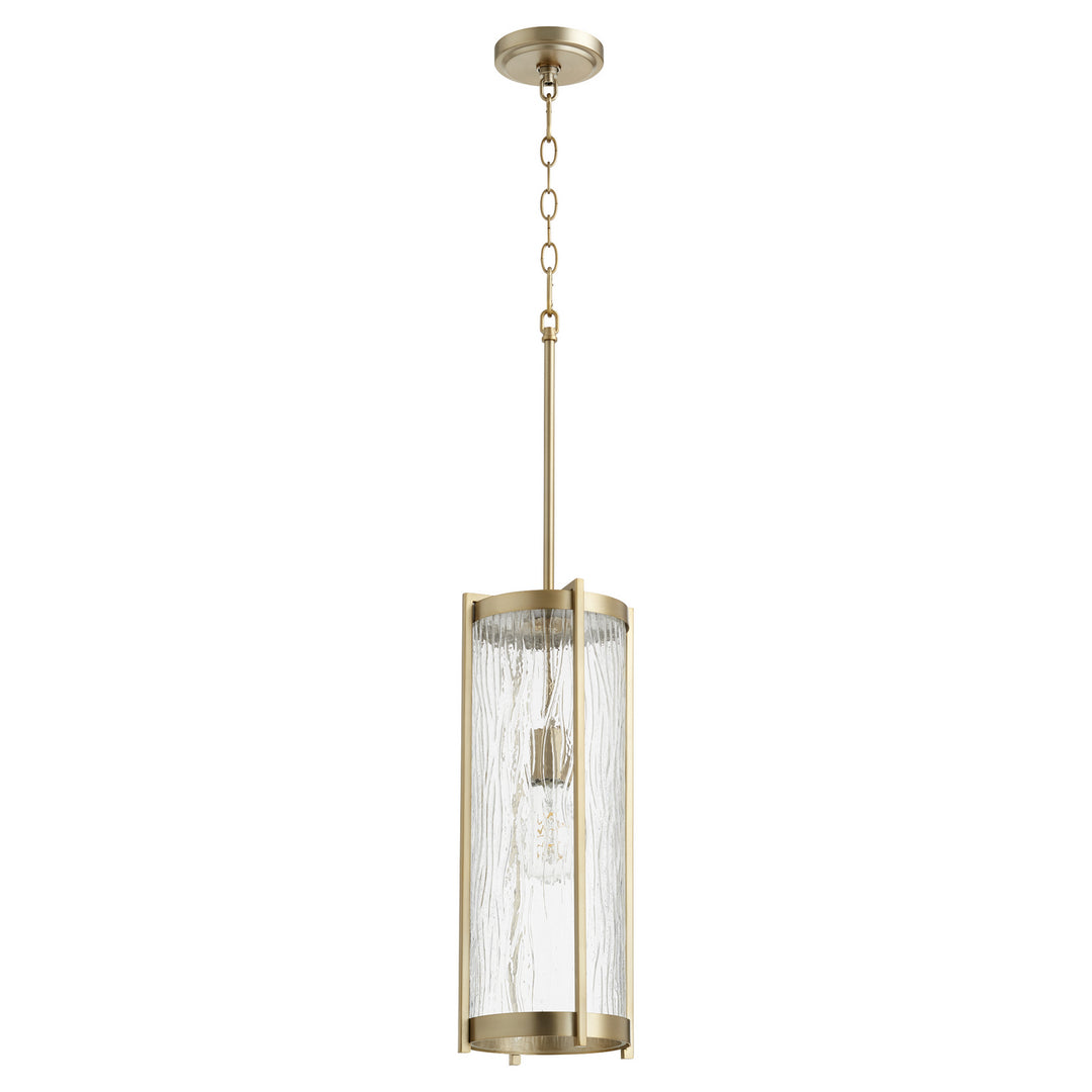 Quorum Chisseled Pendants 810-80 Pendant Light - Aged Brass W/ Clear Chisseled Glass