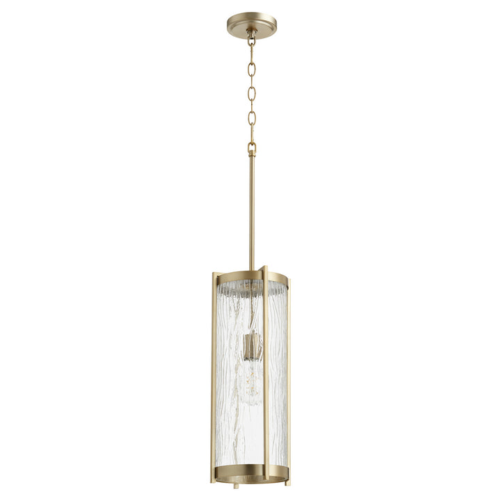 Quorum Chisseled Pendants 810-80 Pendant Light - Aged Brass W/ Clear Chisseled Glass