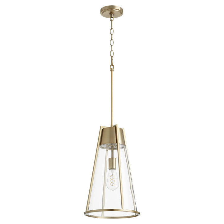 Quorum Pylon Pendants 827-80 Pendant Light - Aged Brass W/ Clear