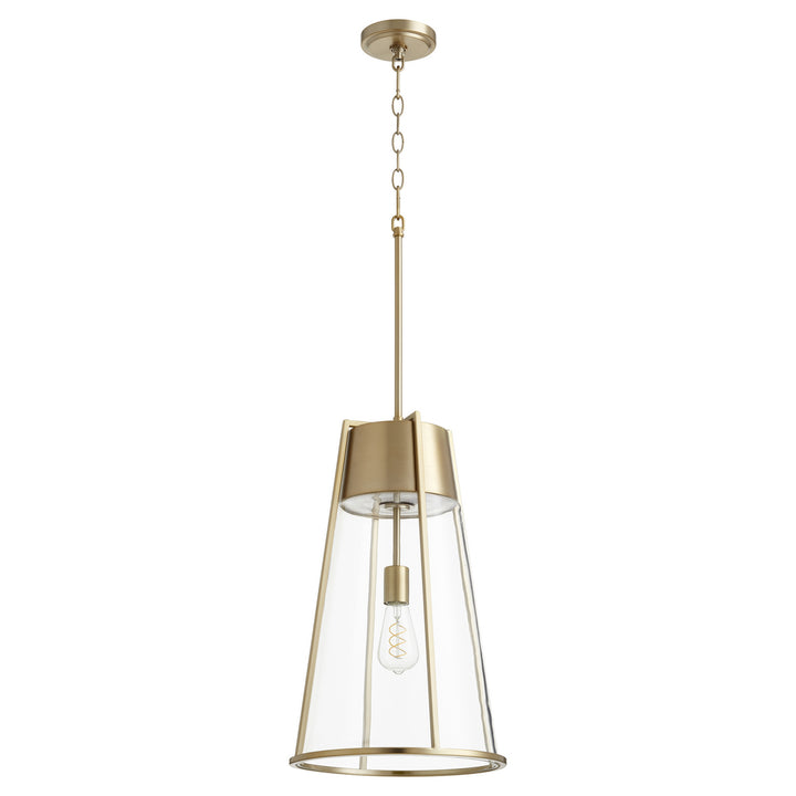 Quorum Pylon Pendants 828-80 Pendant Light - Aged Brass W/ Clear