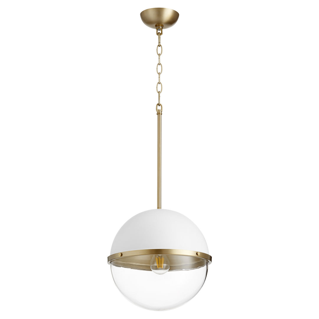 Quorum Sphere Pendants 83-12-0880 Pendant Light - Studio White W/ Aged Brass