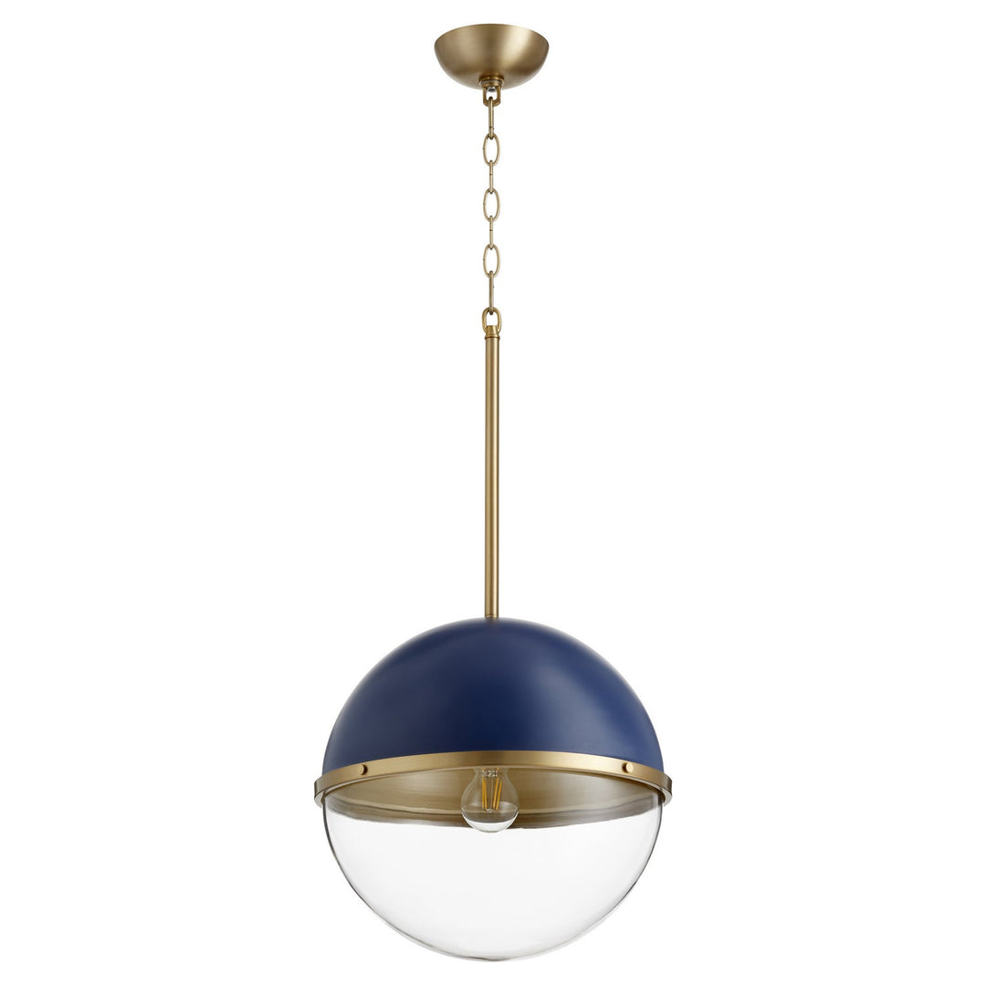 Quorum Sphere Pendants 83-12-3280 Pendant Light - Blue W/ Aged Brass