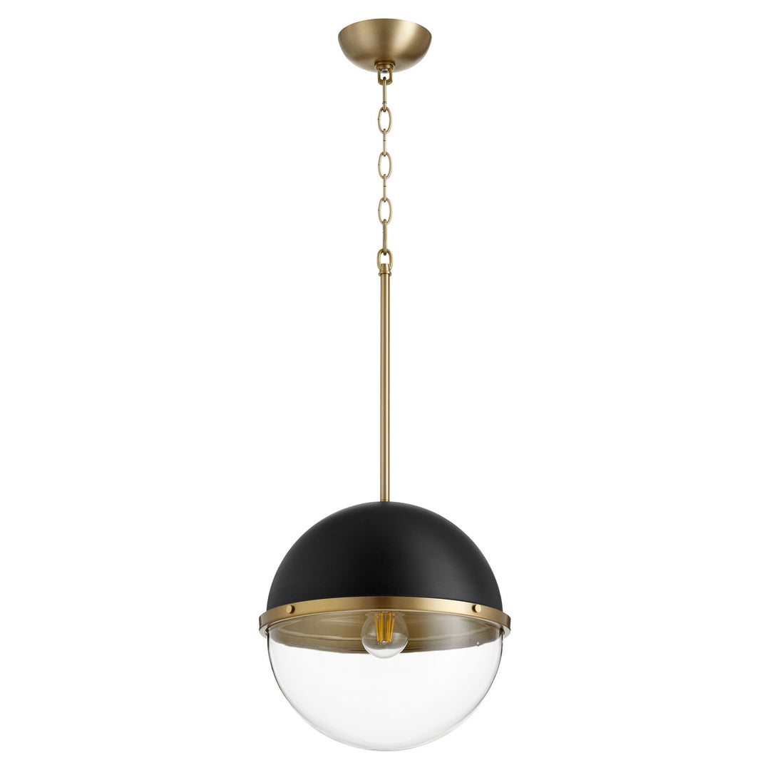 Quorum Sphere Pendants 83-12-6980 Pendant Light - Textured Black W/ Aged Brass