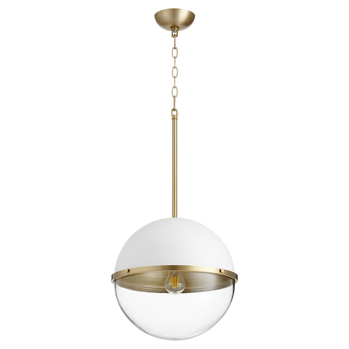 Quorum Sphere Pendants 83-14-0880 Pendant Light - Studio White W/ Aged Brass
