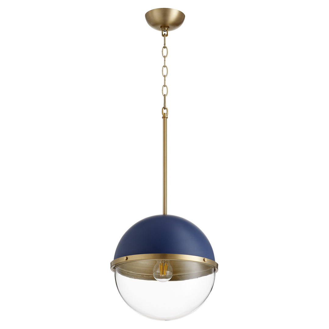 Quorum Sphere Pendants 83-14-3280 Pendant Light - Blue W/ Aged Brass