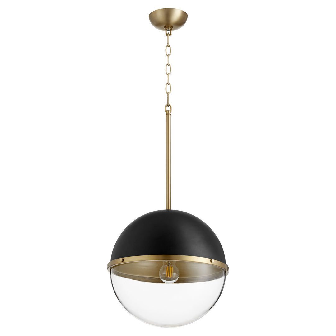 Quorum Sphere Pendants 83-14-6980 Pendant Light - Textured Black W/ Aged Brass