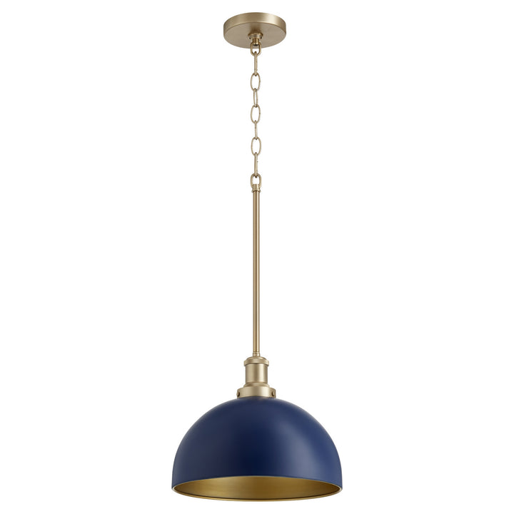 Quorum 876 Dome Pendants 876-3280 Pendant Light - Blue W/ Aged Brass