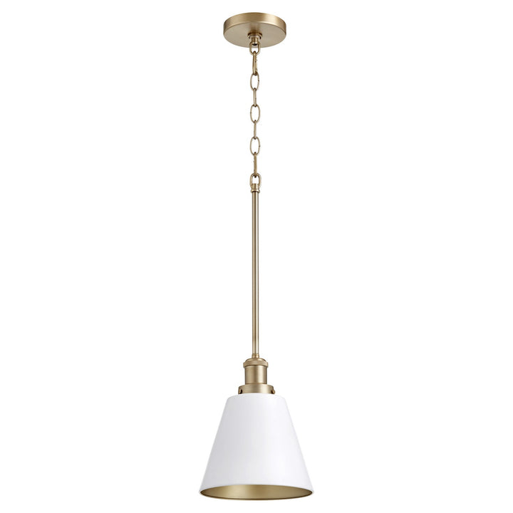 Quorum 877 Cone Pendants 877-0880 Pendant Light - Studio White W/ Aged Brass