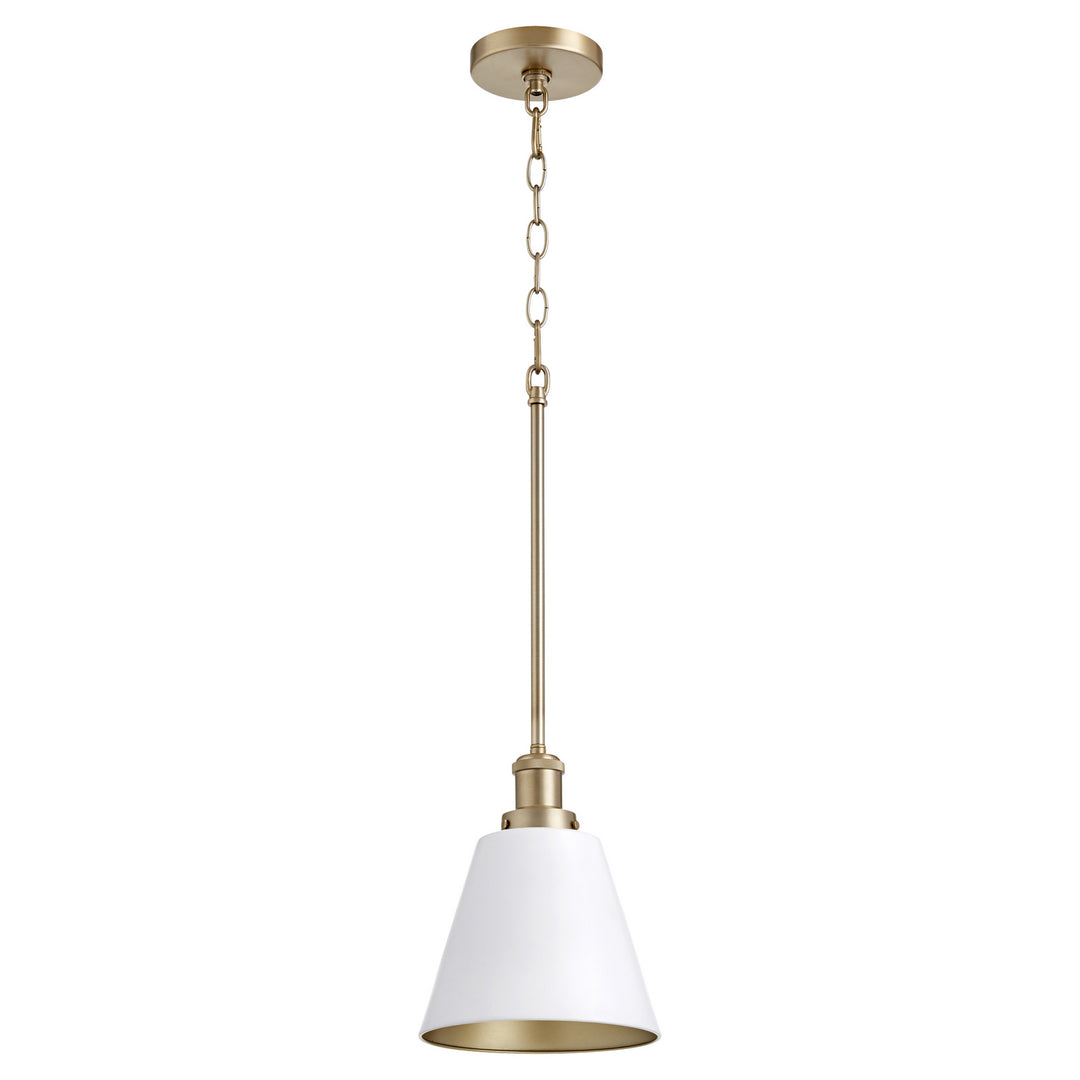 Quorum 877 Cone Pendants 877-0880 Pendant Light - Studio White W/ Aged Brass