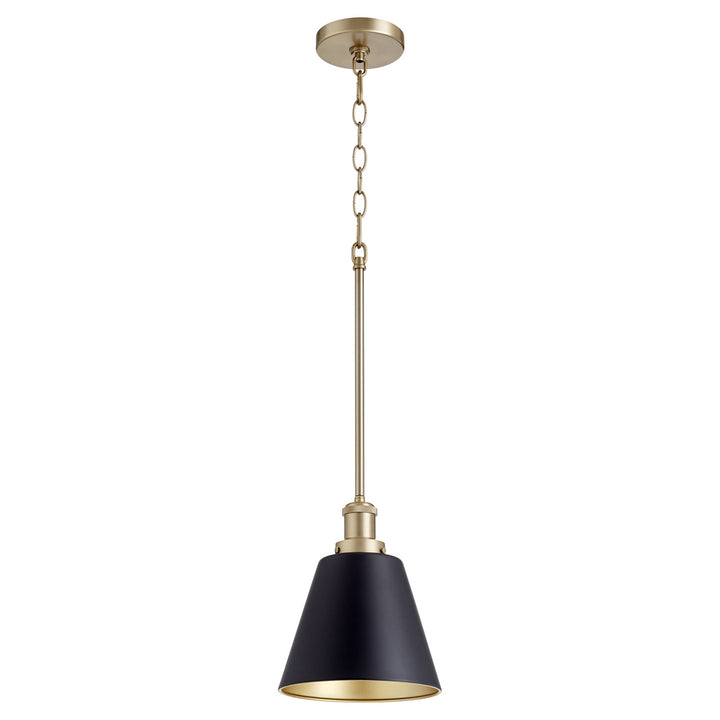 Quorum 877 Cone Pendants 877-6980 Pendant Light - Textured Black W/ Aged Brass