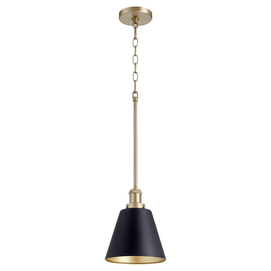 Quorum 877 Cone Pendants 877-6980 Pendant Light - Textured Black W/ Aged Brass