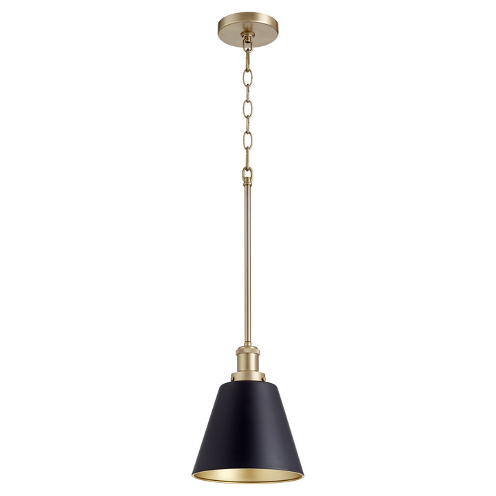 Quorum 877 Cone Pendants 877-6980 Pendant Light - Textured Black W/ Aged Brass