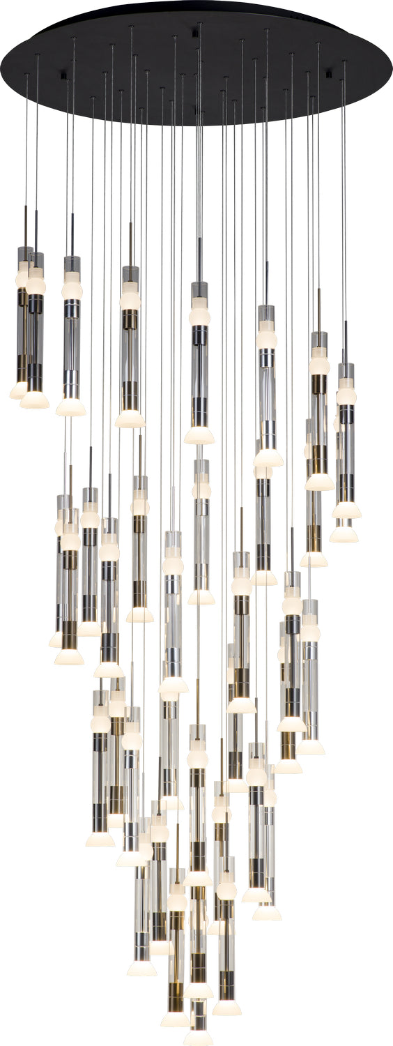 PageOne Beam PP020167-BG/AL/SDG Chandelier Light - Brushed Gold / Brushed Aluminum / Satin Dark Gray