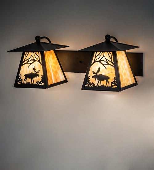 Meyda Tiffany Moose At Dawn 100846 Bath Vanity Light 25 in. wide - Black/Ba
