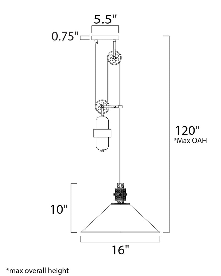 Maxim Tucson 10090OIWWD Pendant Light - Oil Rubbed Bronze / Weathered Wood