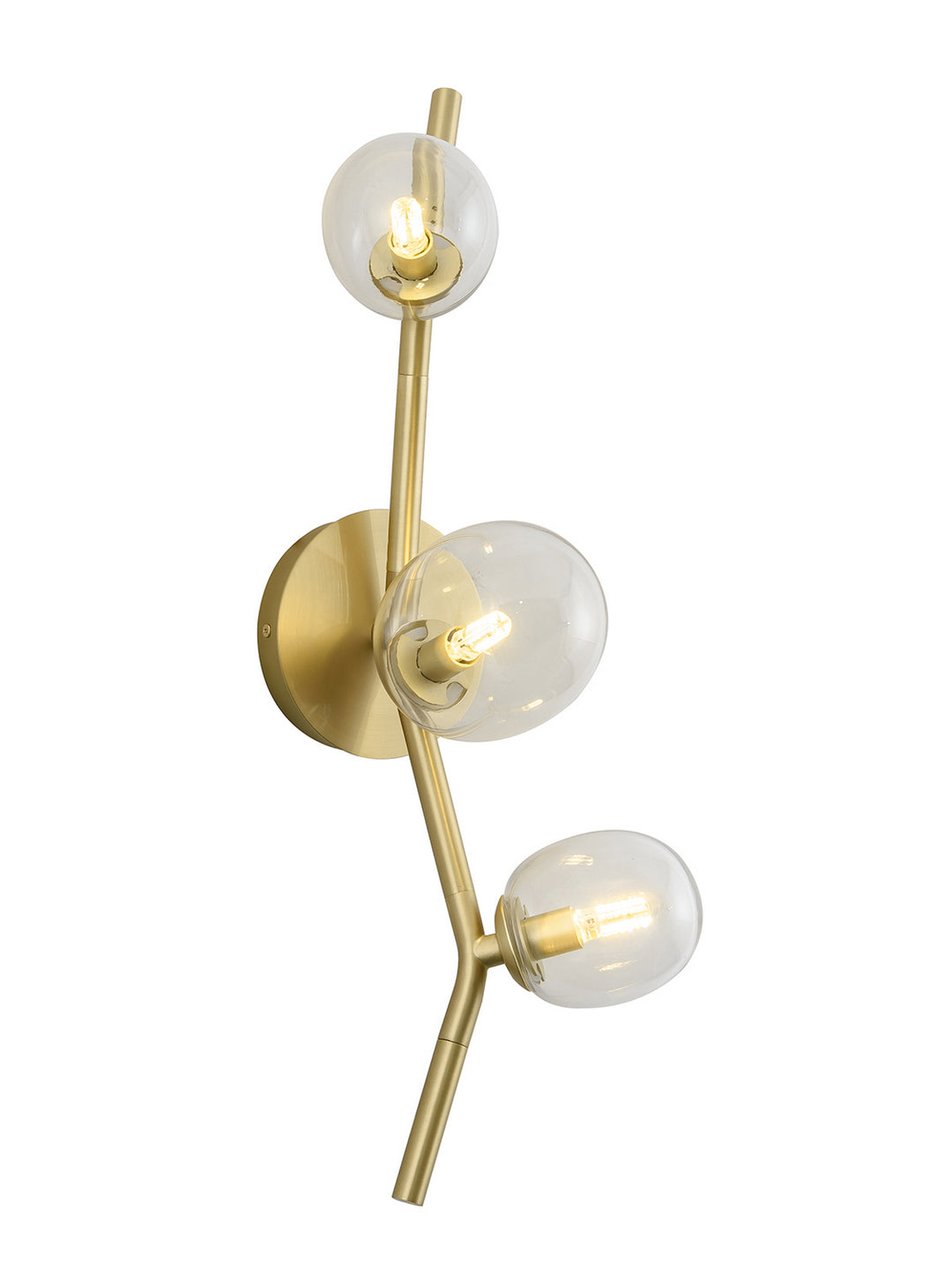 Avenue Hampton HF4803-CLR Wall Light - Brushed Brass With Clear Glass