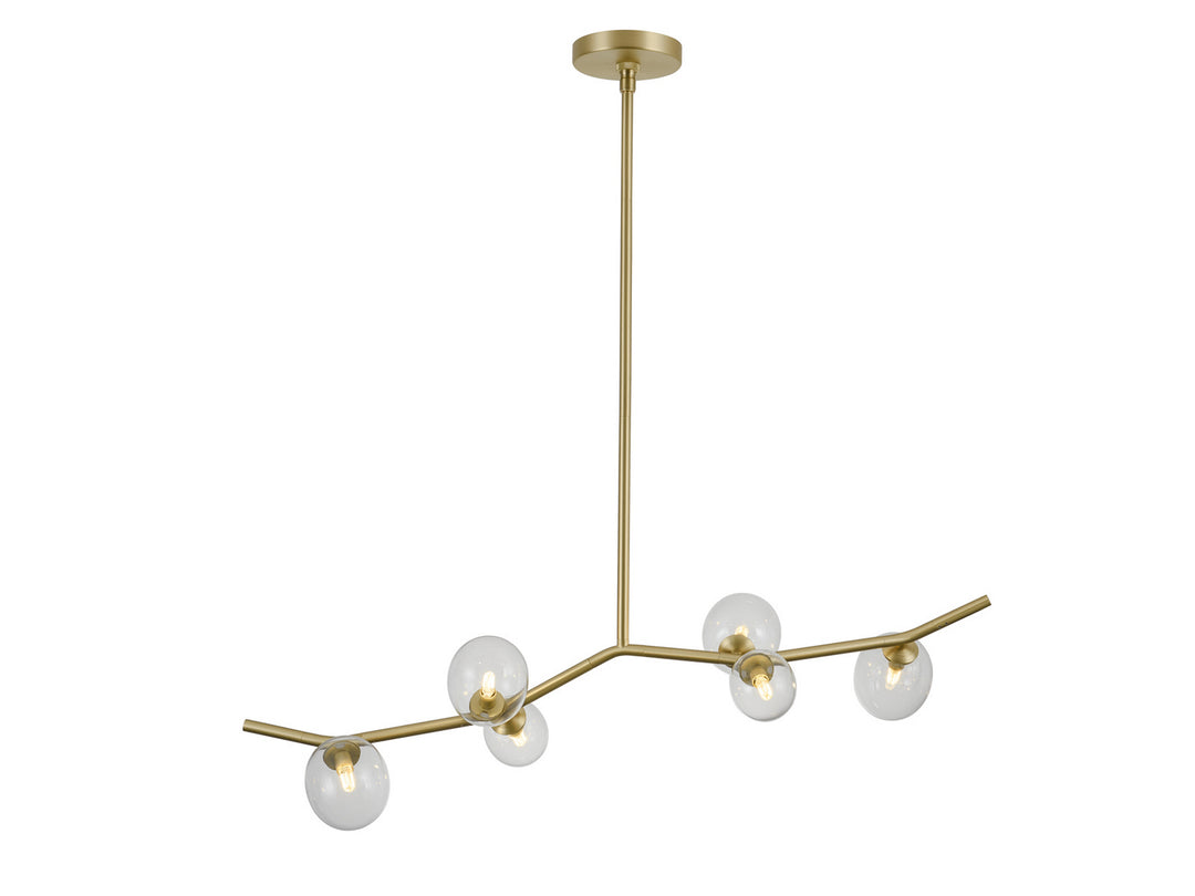 Avenue Hampton HF4806-CLR Pendant Light - Brushed Brass With Clear Glass