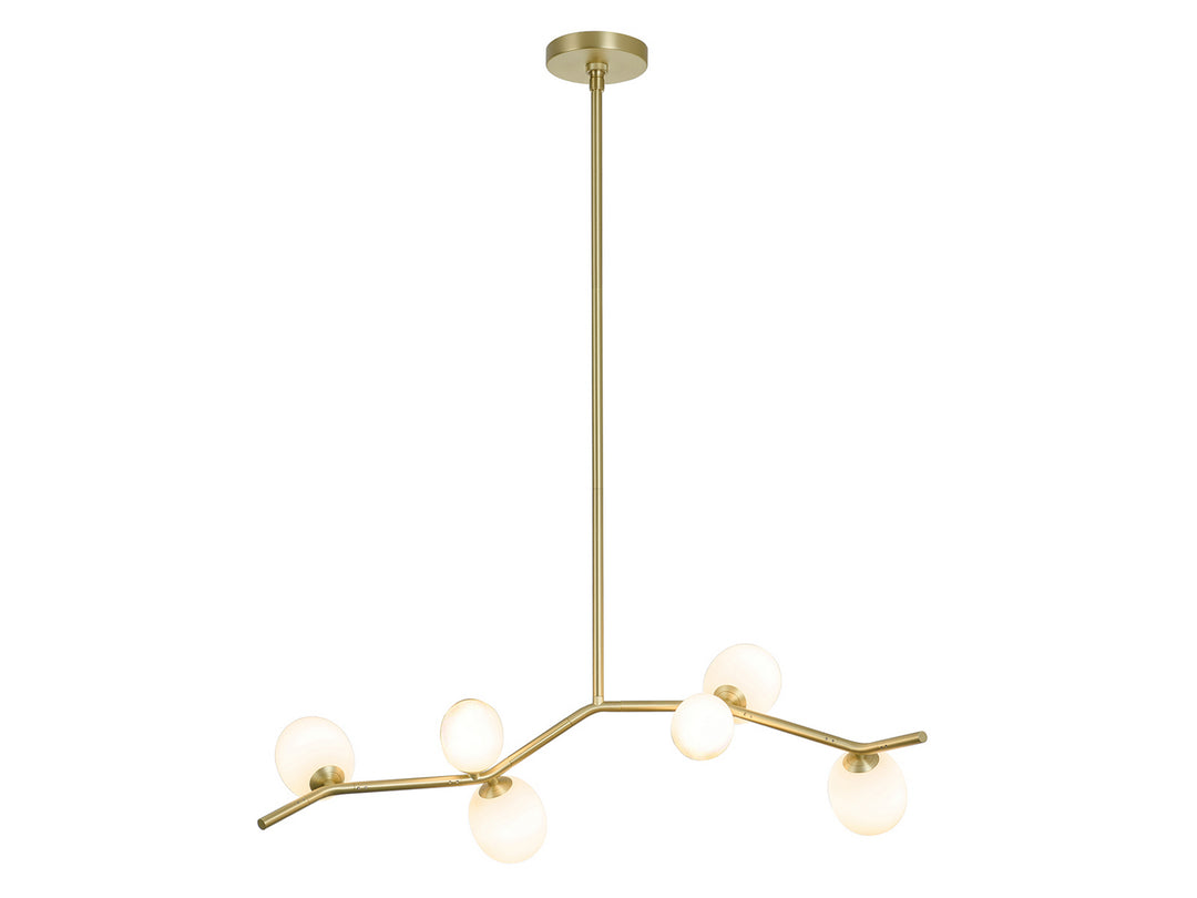 Avenue Hampton HF4806-WHT Pendant Light - Brushed Brass With White Glass