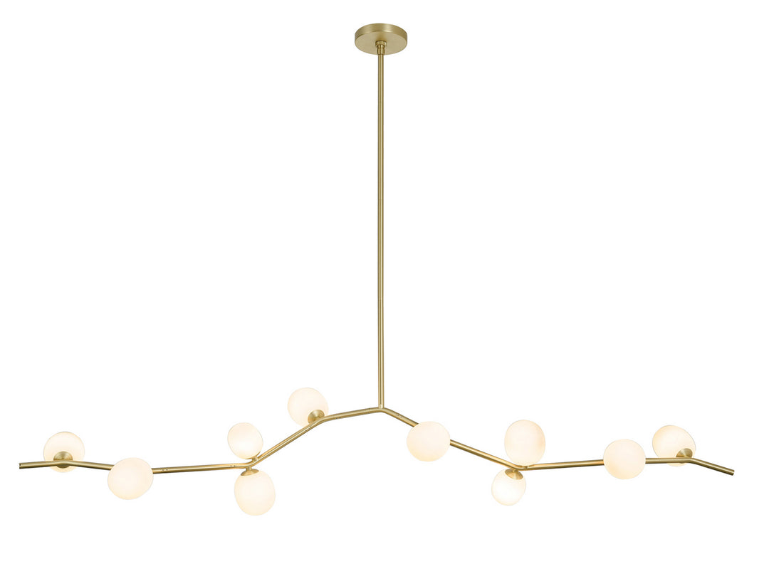 Avenue Hampton HF4810-WHT Pendant Light - Brushed Brass With White Glass