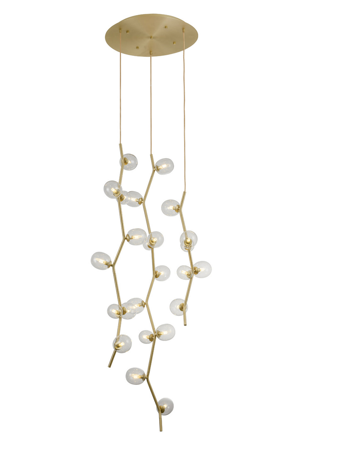 Avenue Hampton HF4824-CLR Chandelier Light - Brushed Brass With Clear Glass