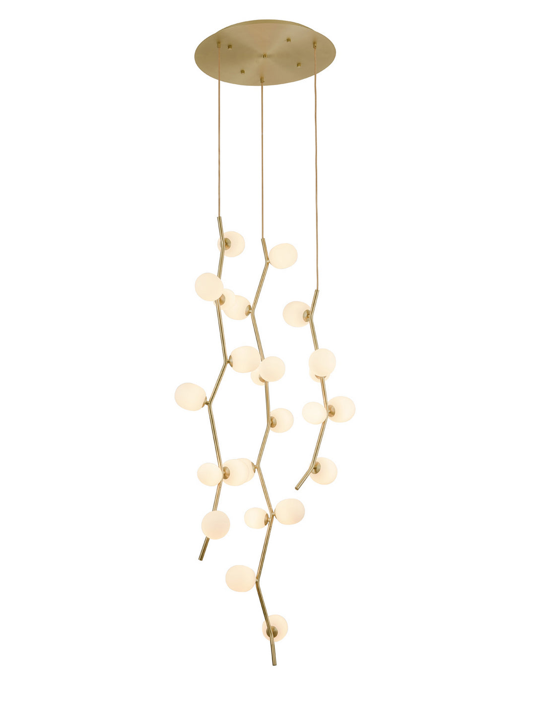 Avenue Hampton HF4824-WHT Chandelier Light - Brushed Brass With White Glass