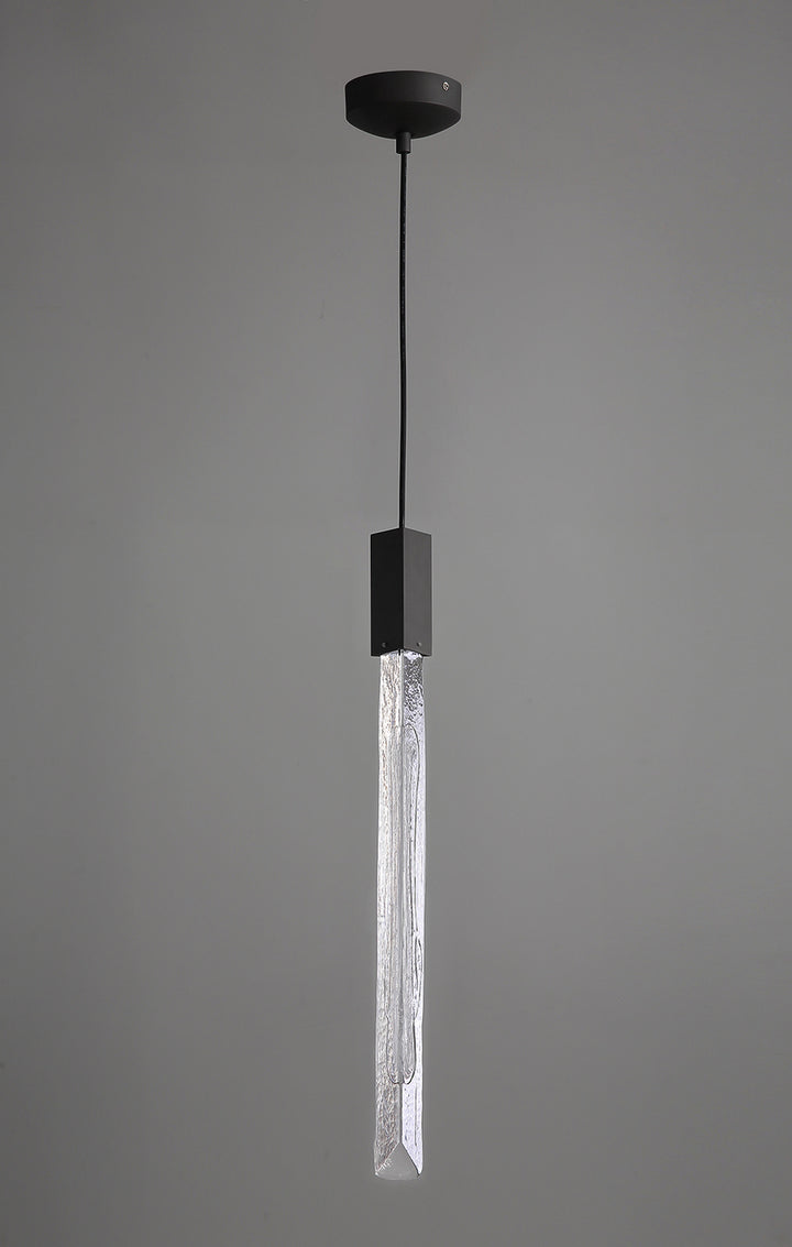 Avenue Alpine HF5401-BLK Pendant Light - Black With Clear And White Marbleized Blown Glass