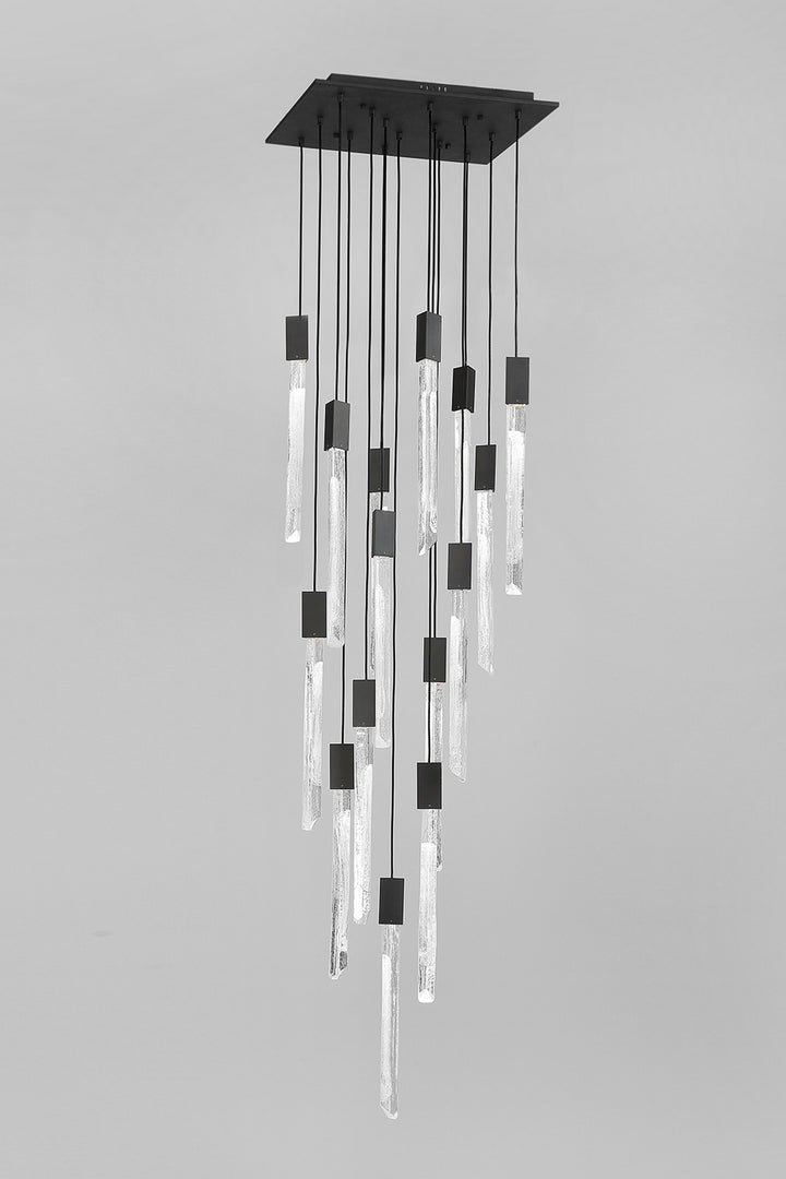 Avenue Alpine HF5415-BLK Chandelier Light - Black With Clear And White Marbleized Blown Glass