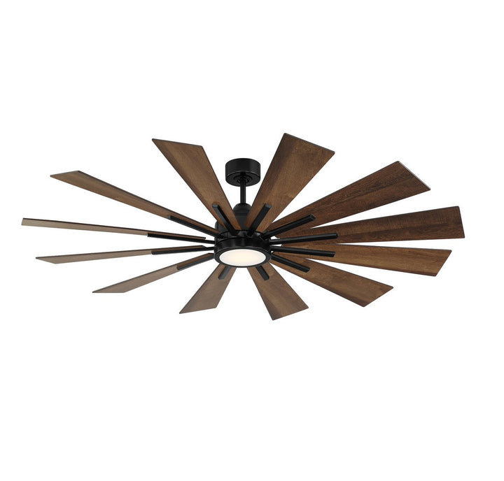 Meridian Farmhouse M2024MBK Ceiling Fan 60 - Matte Black, Antique Oak/