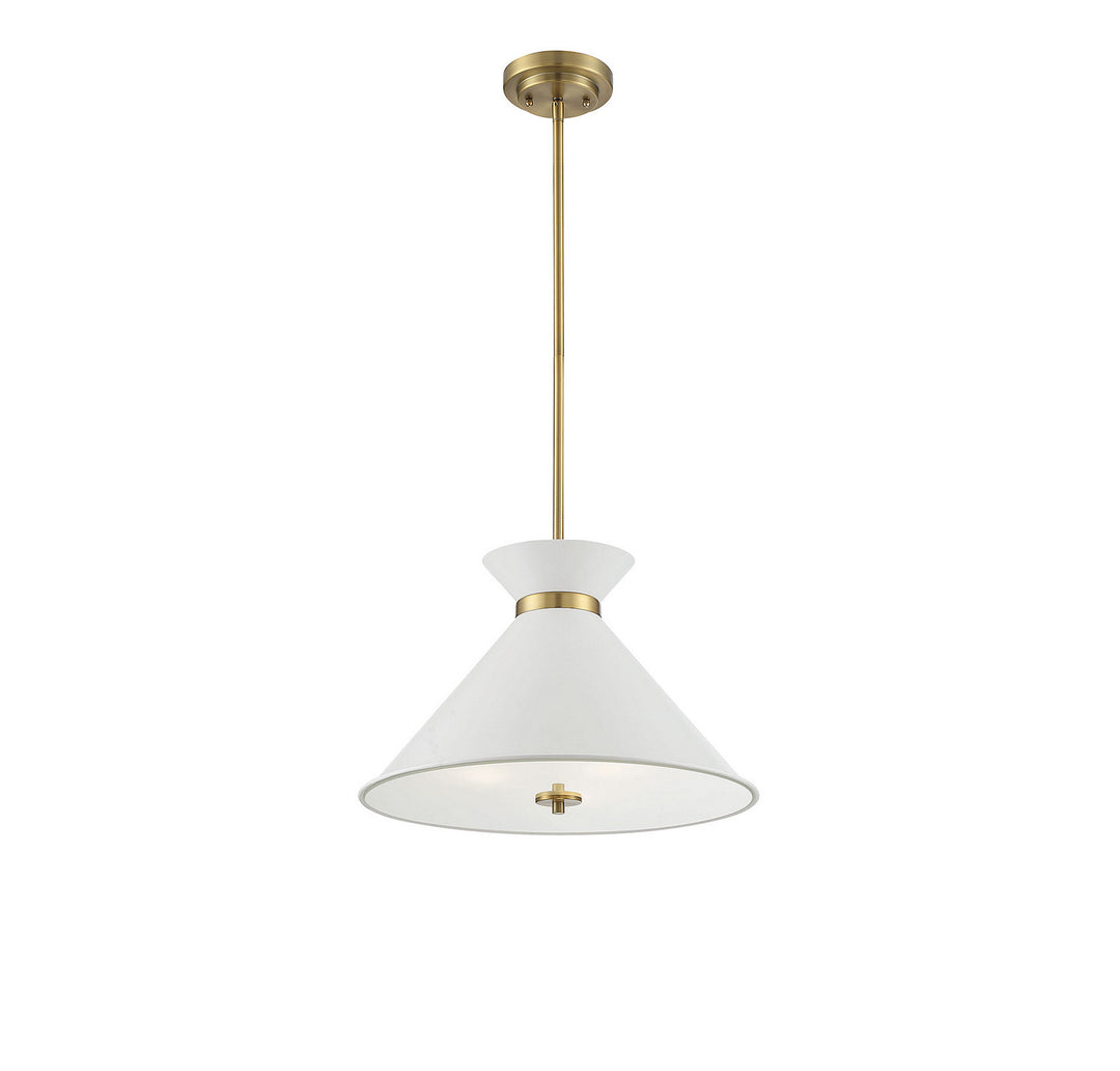Savoy House Lamar 7-2416-3-160 Pendant Light - White with Brass Accents